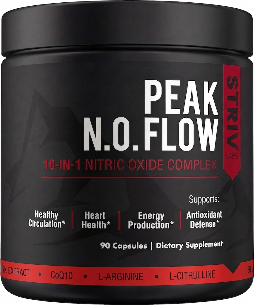 Peak Flow — Nitric Oxide Booster for Blood Flow, Circulation & Endurance — L-Citrulline, L-Arginine, Beet Root, Pine Bark — 90 Capsules