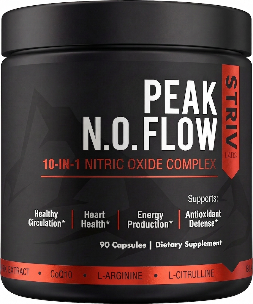 Peak Flow — Nitric Oxide Booster for Blood Flow, Circulation & Endurance — L-Citrulline, L-Arginine, Beet Root, Pine Bark — 90 Capsules