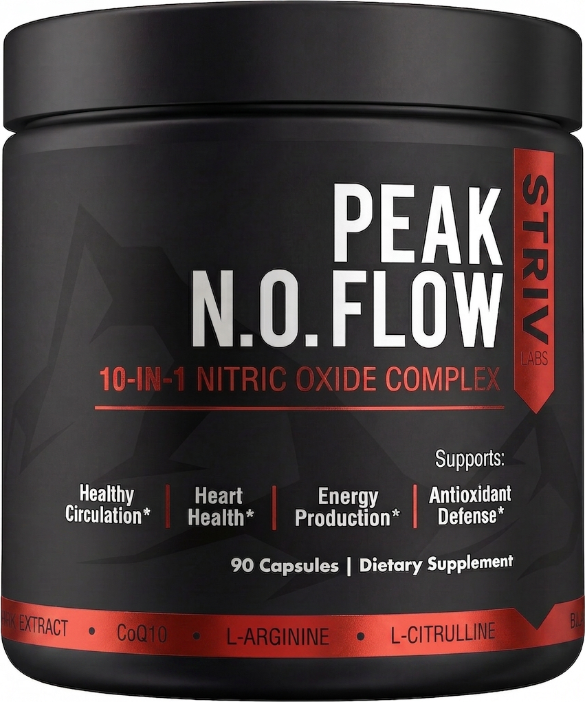 Peak Flow — Nitric Oxide Booster for Blood Flow, Circulation & Endurance — L-Citrulline, L-Arginine, Beet Root, Pine Bark — 90 Capsules