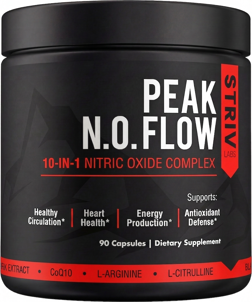 Peak Flow — Nitric Oxide Booster for Blood Flow, Circulation & Endurance — L-Citrulline, L-Arginine, Beet Root, Pine Bark — 90 Capsules